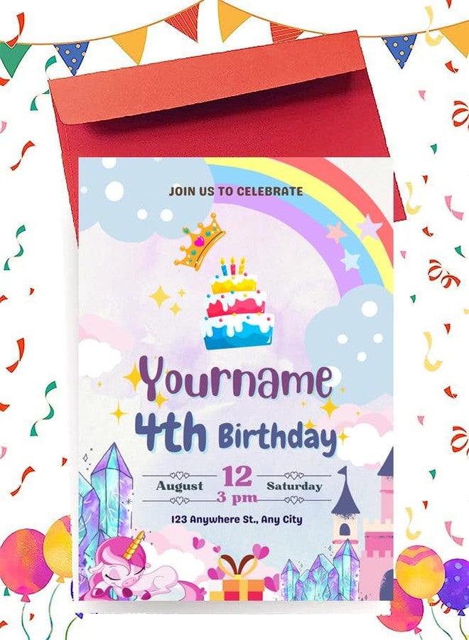 Yellow Nuts Personalized Birthday Invitation For Birthday Happy Birthday Clouds Rainbow Greeting Card For Kids Girls and Boys - Image 2